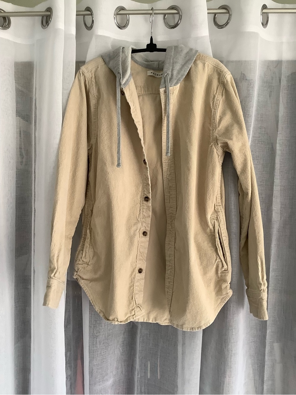 Casual Hooded Button-Front Jacket - Beige